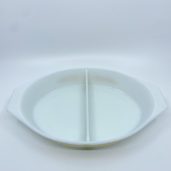 Vintage 1960 Pyrex Royal Wheat Divided Dish 1.5 Quarts 063 - Picture 3 of 9